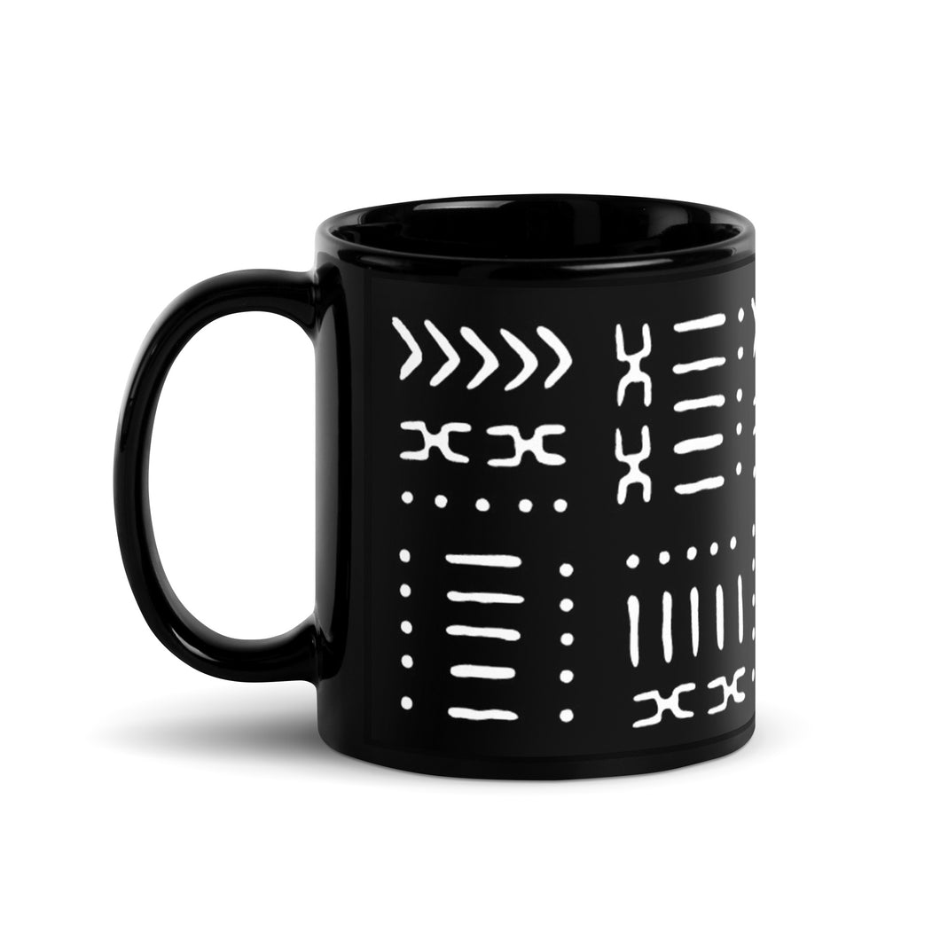 Black White Mud Cloth Pattern Coffee Mug 11 oz