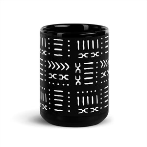 15 oz Black White Mud Cloth Pattern Coffee Mug