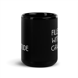 15 oz Black Coffee Mug Filled With Gratitude
