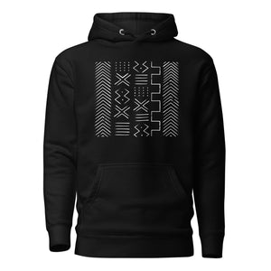 Black White Mud Cloth Pattern Unisex Hoodie