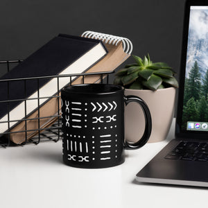 Black White Mud Cloth Pattern Coffee Mug 11 oz