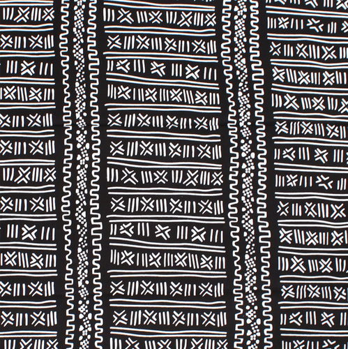 Black White Mud Cloth Pattern Ankara Fabric 2 Yards