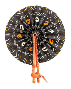 Black White Brown Mud Cloth Pattern Folding Hand Fan