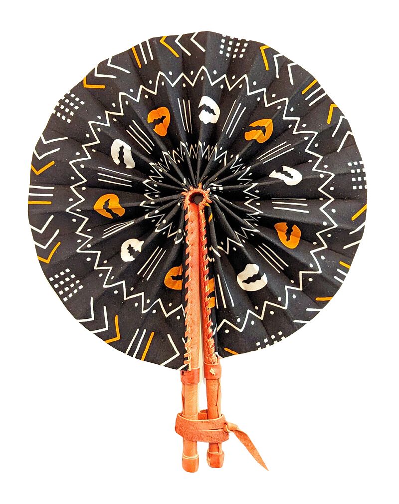 Black White Brown Mud Cloth Pattern Folding Hand Fan