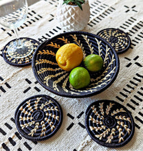 Blue Yellow or Black Woven Coaster Sets