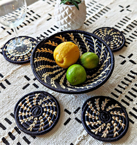 Blue Yellow or Black Woven Coaster Sets