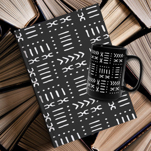 Coffret cadeau tasse et journal à motif en tissu de boue noire