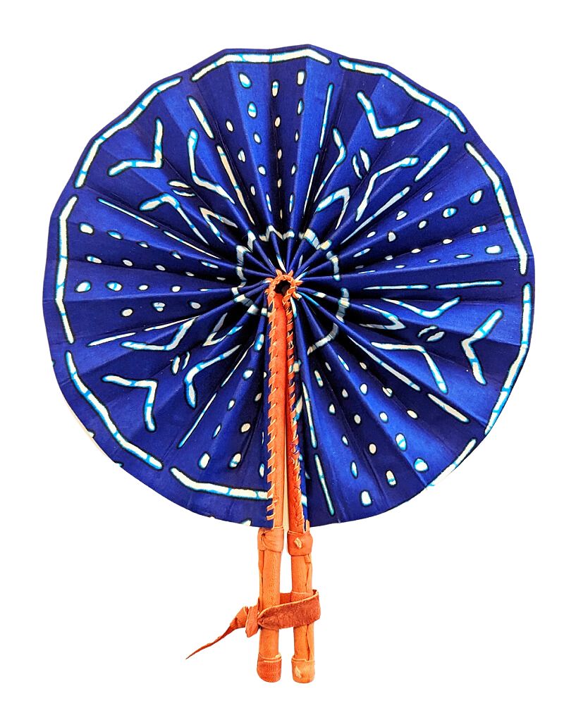 Blue Ankara Fabric Folding Hand Fan