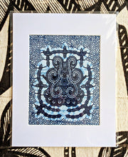 Frame Free Matted Blue African Print Fabric Wall Art