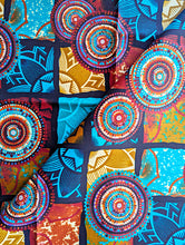 Blue Brown Foliage African Print Fabric 2 Yards