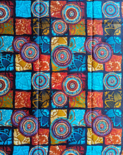 Blue Brown Foliage African Print Fabric 2 Yards