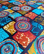 Blue Brown Foliage African Print Fabric 2 Yards