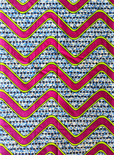 Fuchsia Blue Ankara Fabric 2 Yards