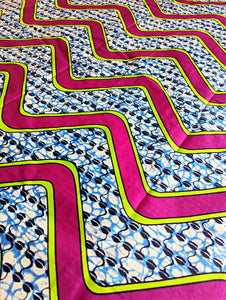 Fuchsia Blue Ankara Fabric 2 Yards