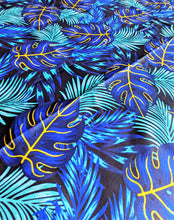 Blue Tropical Foliage African Print Fabric 2 Yards