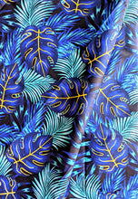 Blue Tropical Foliage African Print Fabric 2 Yards