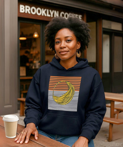 Sweat à capuche avec boucle d'oreille Fulani bleu marine unisexe