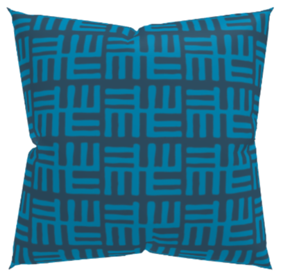 Coussin décoratif à motif africain bleu avec insert