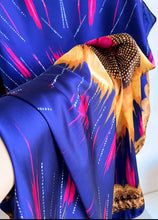 Silky Blue Pink Sunflower Kaftan Dress