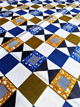 Blue White Abstract African Print Fabric 2 Yards