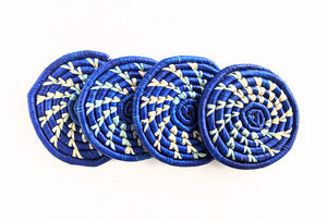 Blue Yellow or Black Woven Coaster Sets