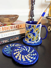 Blue Woven Coasters & Blue Bead Spoon Set