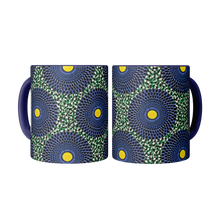 two african pattern coffee mugs side by side