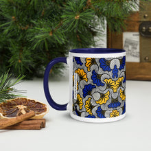 Geschenkset für Kaffeetassen-Untersetzer und Löffel mit blauem Blumenmuster 