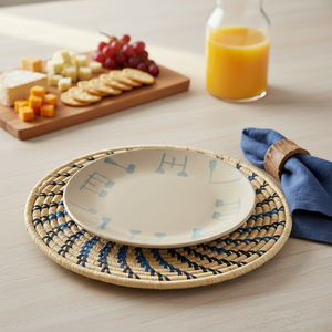 Handmade Trivet Table Mat – Blue Spiral Design