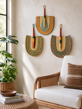 {Imperfections} Sunset Woven African Hand Wall Fans Set of 3