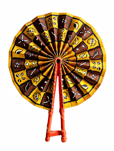 Cowries Bloom African Fabric Folding Hand Fan