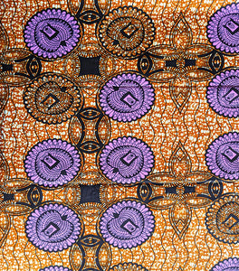 Lilac Brown African Print Fabric 2 Yards