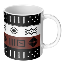 brown black and white African pattern mud cloth design coffee mug