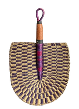 Burgundy Navy Blue Woven African Hand Wall Fans Set of 2