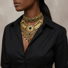 Cleopatra Bib Choker Necklace Gold Tone