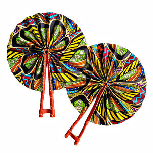 Rot Blau Grün Kente Ankara Stoff Handfächer