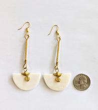Crescent Moon Brass Wrapped White Bone African Earrings