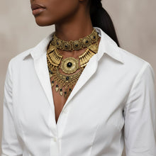 Cleopatra Bib Choker Necklace Gold Tone