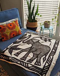 2 Elephants Korhogo Cloth Fabric Wall Art