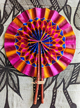 XXL Pink Blue African Print Fabric Folding Hand Fan