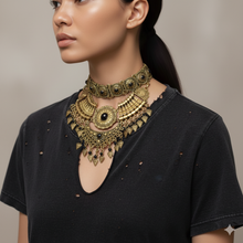 Cleopatra Bib Choker Necklace Gold Tone