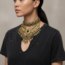 Cleopatra Bib Choker Necklace Gold Tone