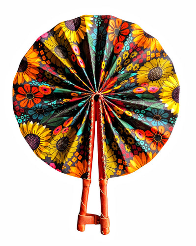 Sunflowers African Fabric Folding Hand Fan
