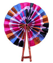 Éventail pliant en tissu Ankara noir jaune rouge
