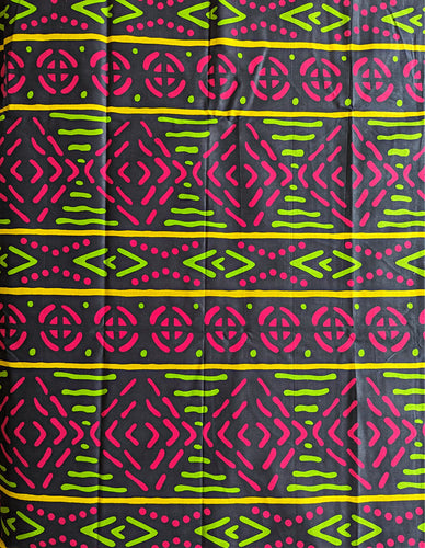 Neon Green Fuchsia African Print Fabric 2 yards