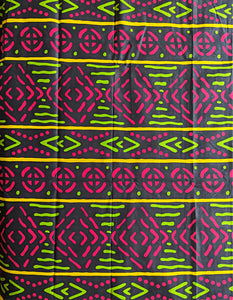 Neon Green Fuchsia African Print Fabric 2 yards