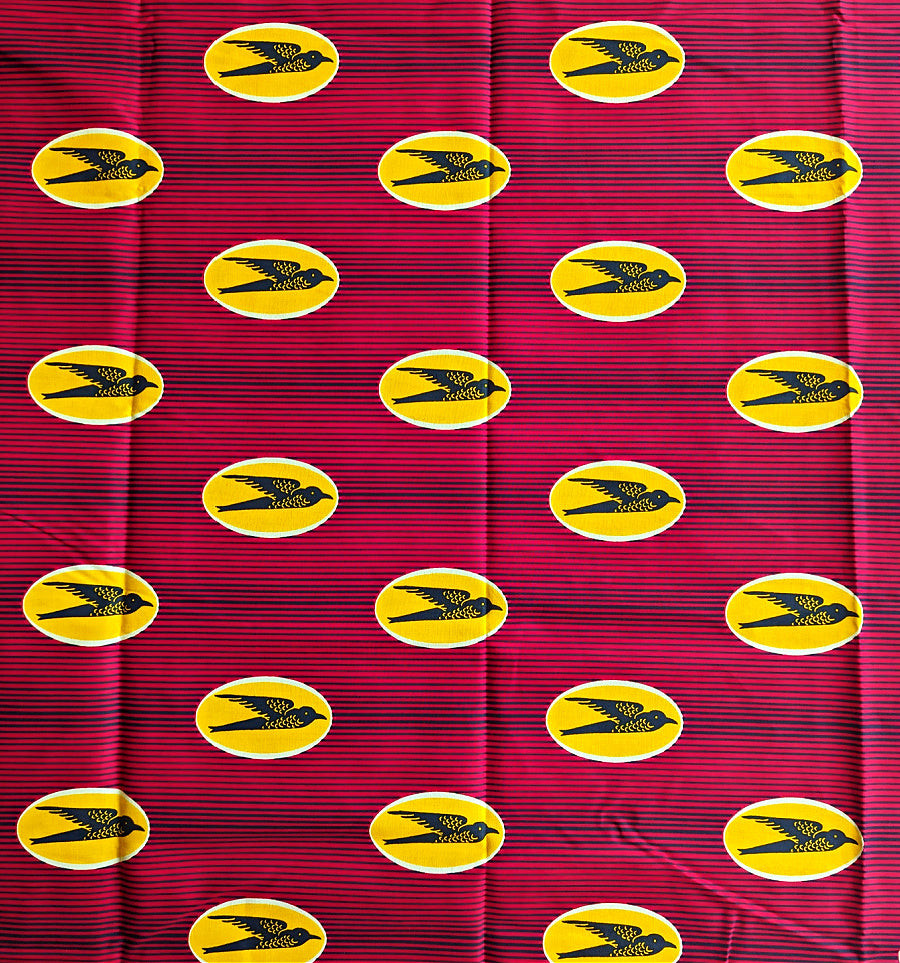 Fuchsia Yellow Speed Bird Ankara Fabric 2 Yards