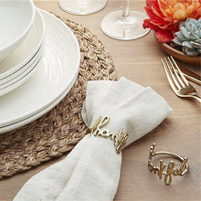 Gold Tone Napkin Ring Thankful in Cursive