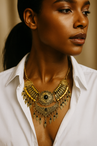 Nefertiti Gold Tone Collar Necklace