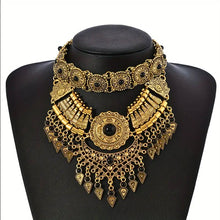 Cleopatra Bib Choker Necklace Gold Tone